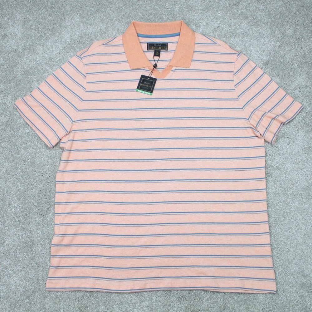 Jos. A. Bank Reserve Polo Shirt NWT Men XL Orange/Gray Tailored Fit S/S Pullover